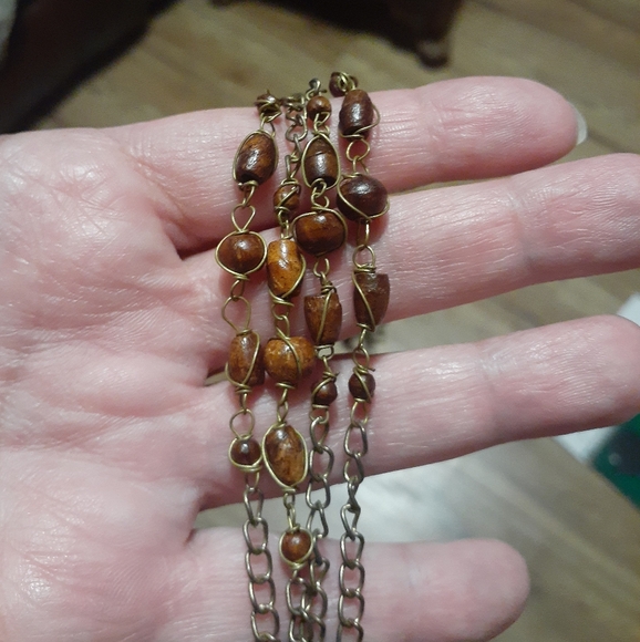 Vtg/Antique Hand-Made Wood Rosary Bead Extra Long Necklace - Picture 2 of 16